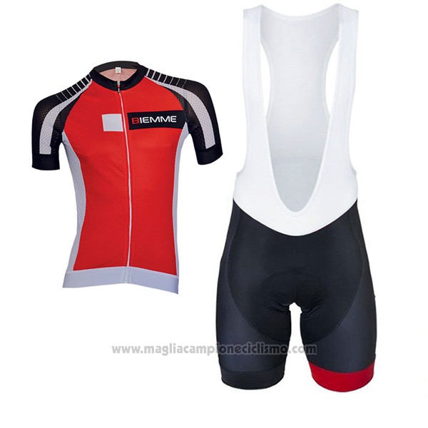 2017 Abbigliamento Ciclismo Biemme Moody Rosso Manica Corta e Salopette